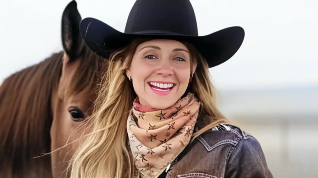 Amber Marshall on set for Heartland Season 17