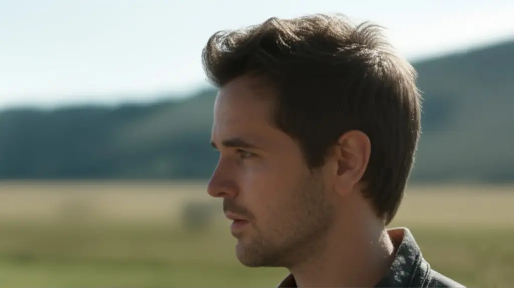 Graham Wardle as Ty Borden walking alone on the Heartland ranch at dusk, symbolizing his quiet departure