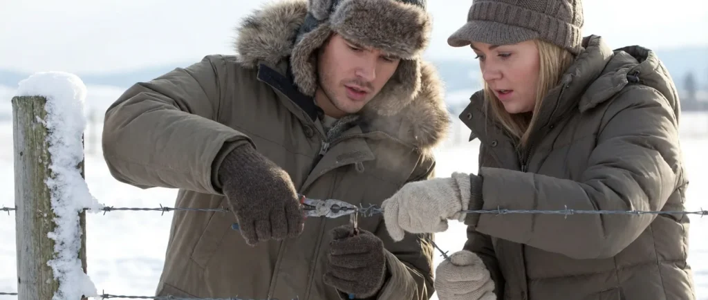 Amy Fleming and Ty Borden share a quiet early moment together at Heartland Ranch