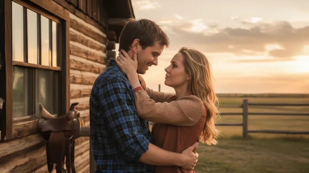 Amy Fleming and Ty Borden share an emotional moment at Heartland Ranch.
