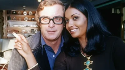 Michael Caine and Shakira Baksh in 1973