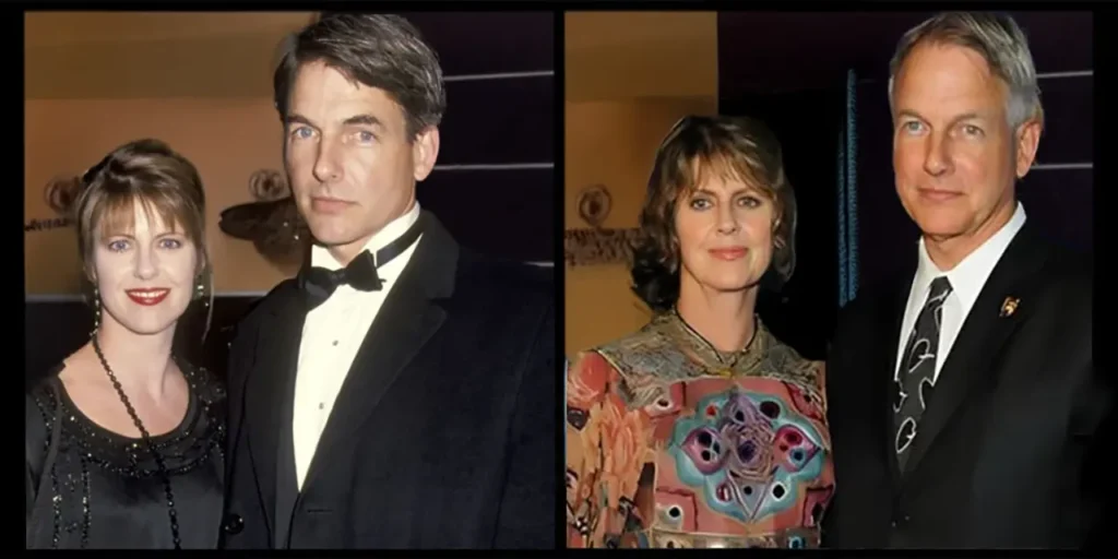 Split image of Mark Harmon and Pam Dawber, young and older, showing their decades-long marriage.