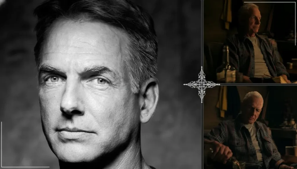 Mark Harmon standing in cool daylight tones, looking directly at the camera in a dark jacket and navy shirt