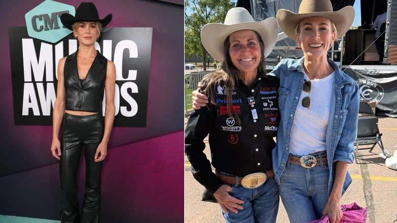Jen Landon 2023 CMT Music Awards leather western outfit