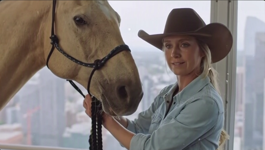 Amy Fleming helping Winn and her horse Charm in Heartland Season 20 Episode 4.