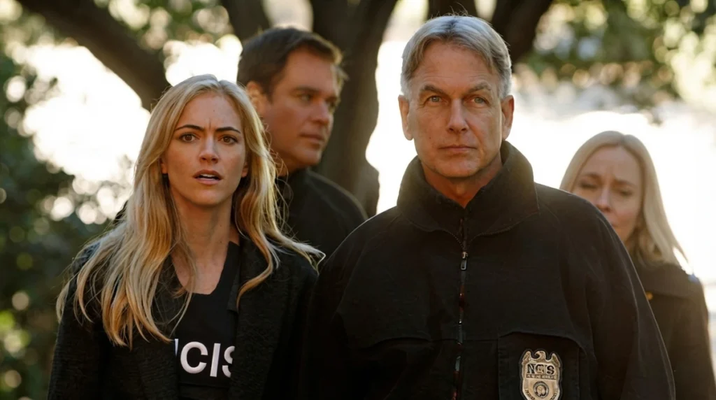 Emily Wickersham as Ellie Bishop alongside Mark Harmon as Gibbs in NCIS.